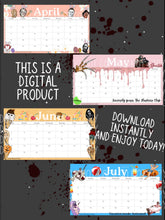 Load image into Gallery viewer, 2026 Printable Horror Themed Calendar / Horror Movie Calendar