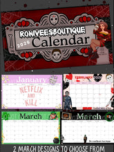 Load image into Gallery viewer, 2026 Printable Horror Themed Calendar / Horror Movie Calendar